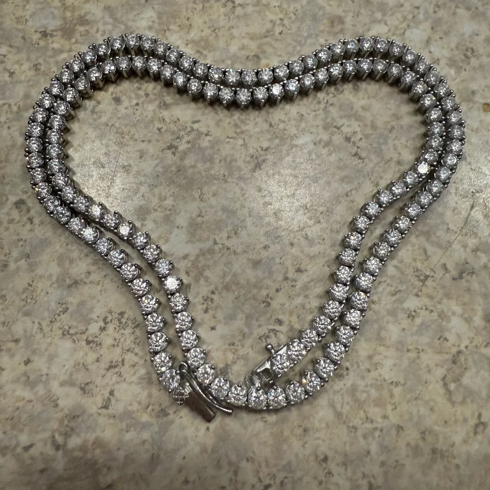 White Sapphire Sterling Silver Tennis Necklace!